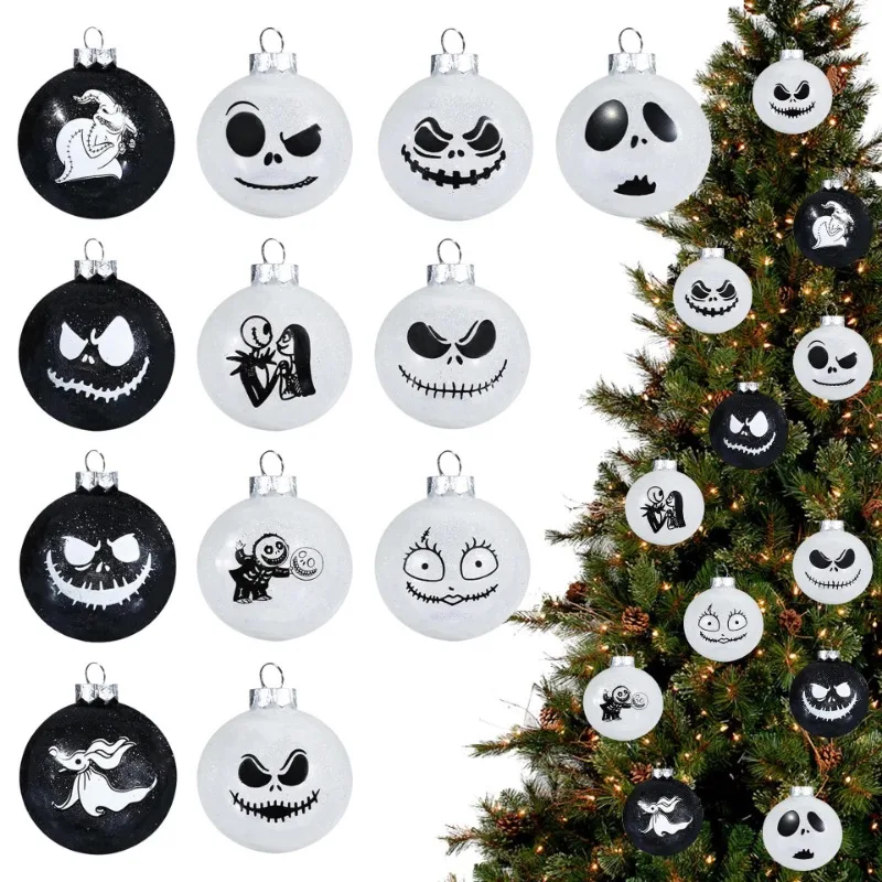 12 stks 6 cm Halloween Decoratie Bal Kerstboom Ornament Opknoping Hanger Kleurrijke Ghost Kerstballen Home Sfeer Props Gift