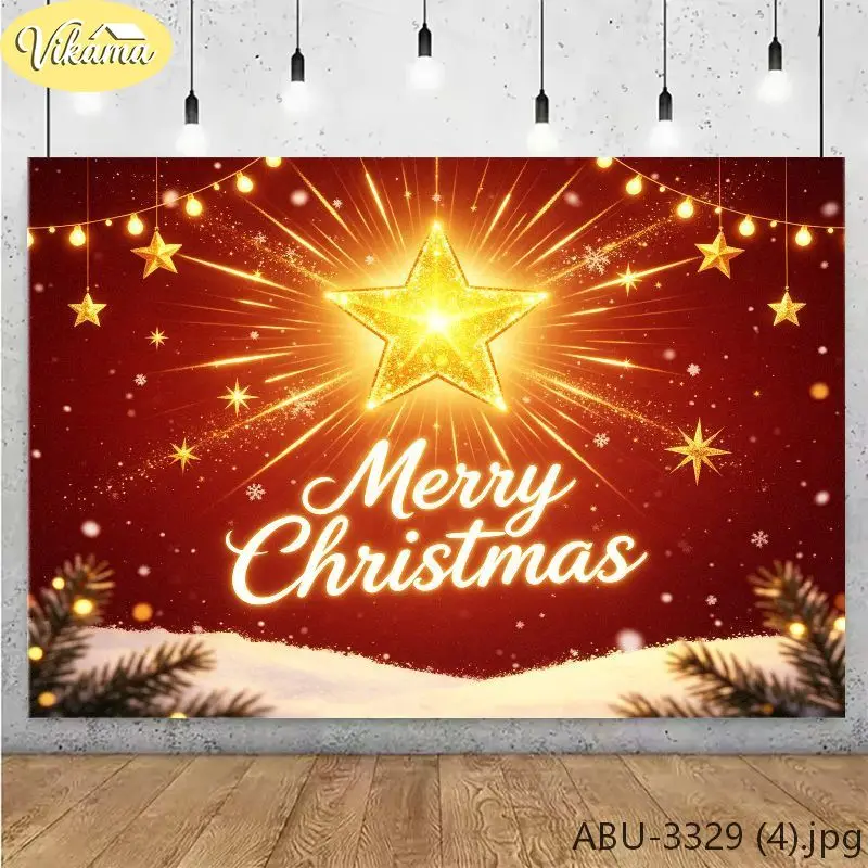 VIKAMA Christmas Backdrop Tapestry Wall Hanging, Wall Art for Photo Studio Party Living Room Bedroom Home Decor