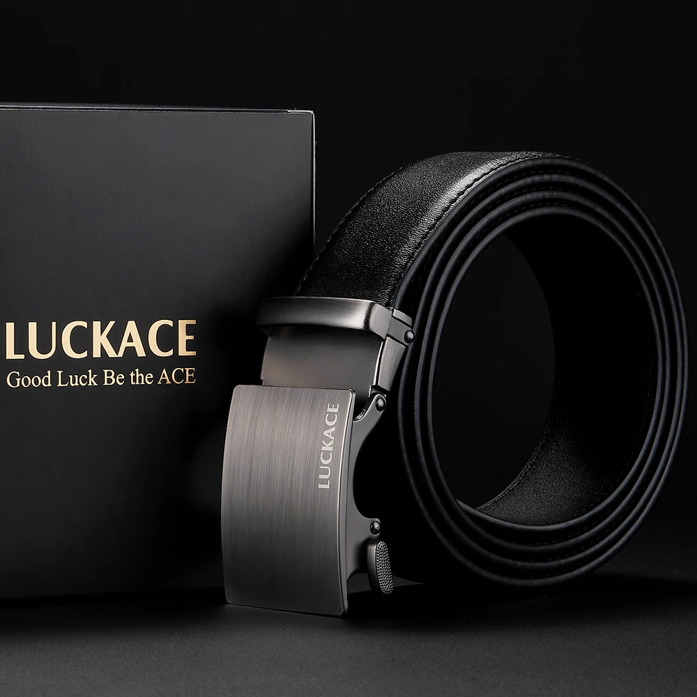 1pc LUCKACE Genuine Leather Belt for Men Simple Classic Golf Belt for Men Business Accessory Belts Gift with original package