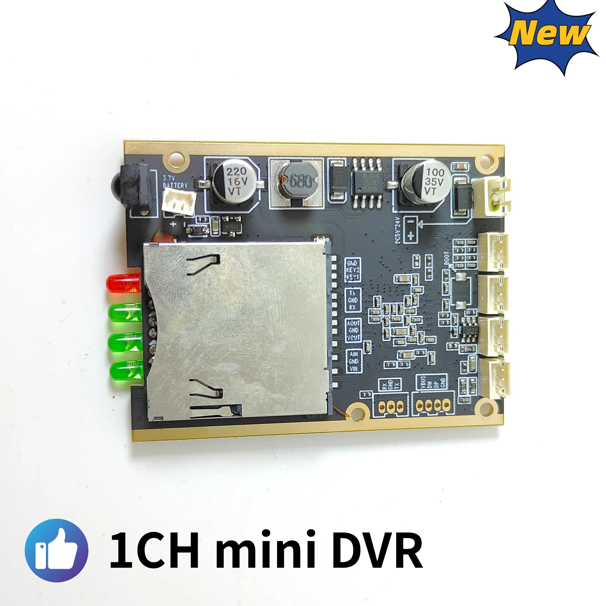 1CH DVR con teclado compatible con D1, VGA, QVGA y CVBS módulo de grabación mini DVR max 512GB