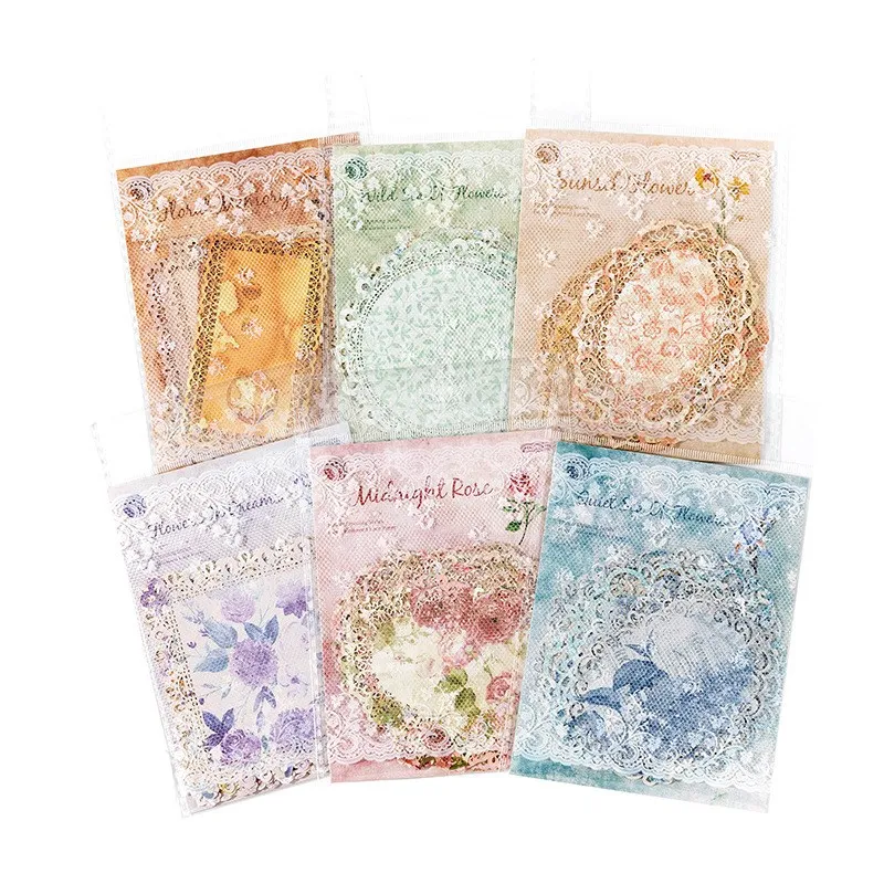 10 Pcs Lace Paper Decorative Scrapbooking Paper For Junk Journal Kit Album Planner Diary DIY Craft Embellishment 