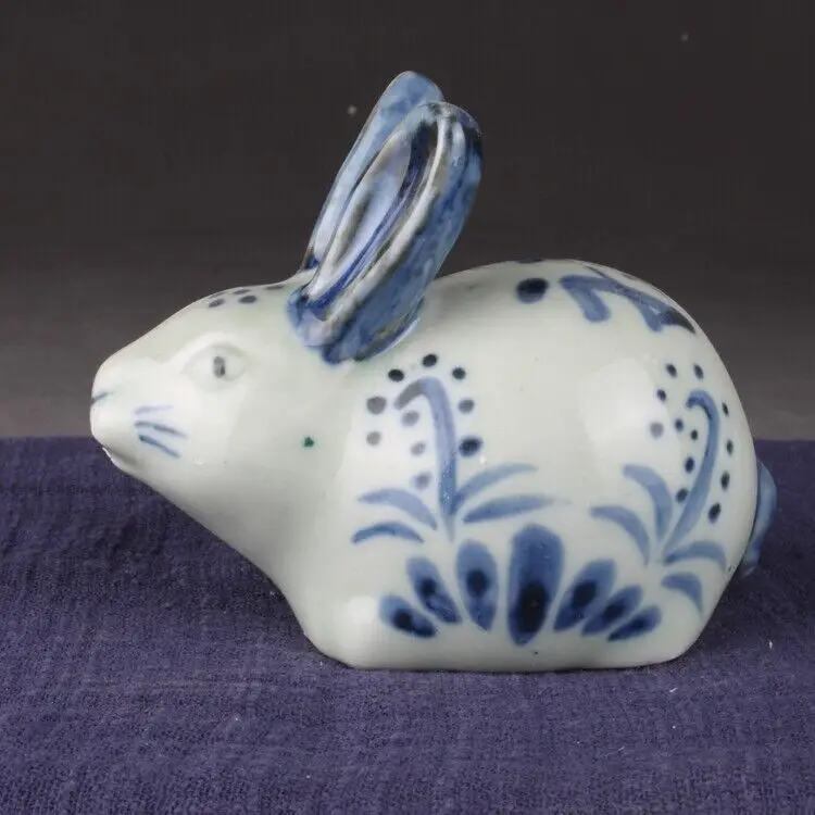Chinese Blue and White Porcelain Droplet Rabbit Shape Water-drop 3.15 inch