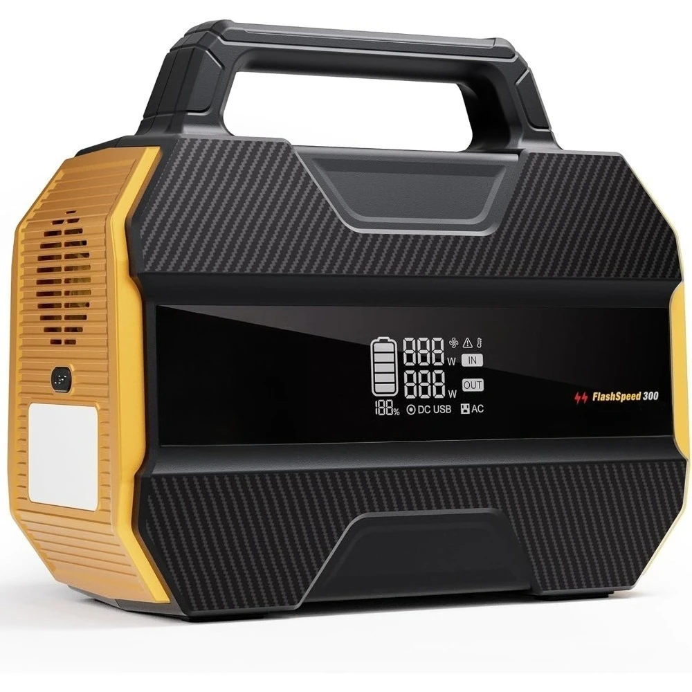

FlashSpeed 300 Portable Power Station 70000mAh, Only 7.4lbs with 7 Outlets, LiFePO4 Generator, 12V/24V DC Input Adapt RV/Van, PD