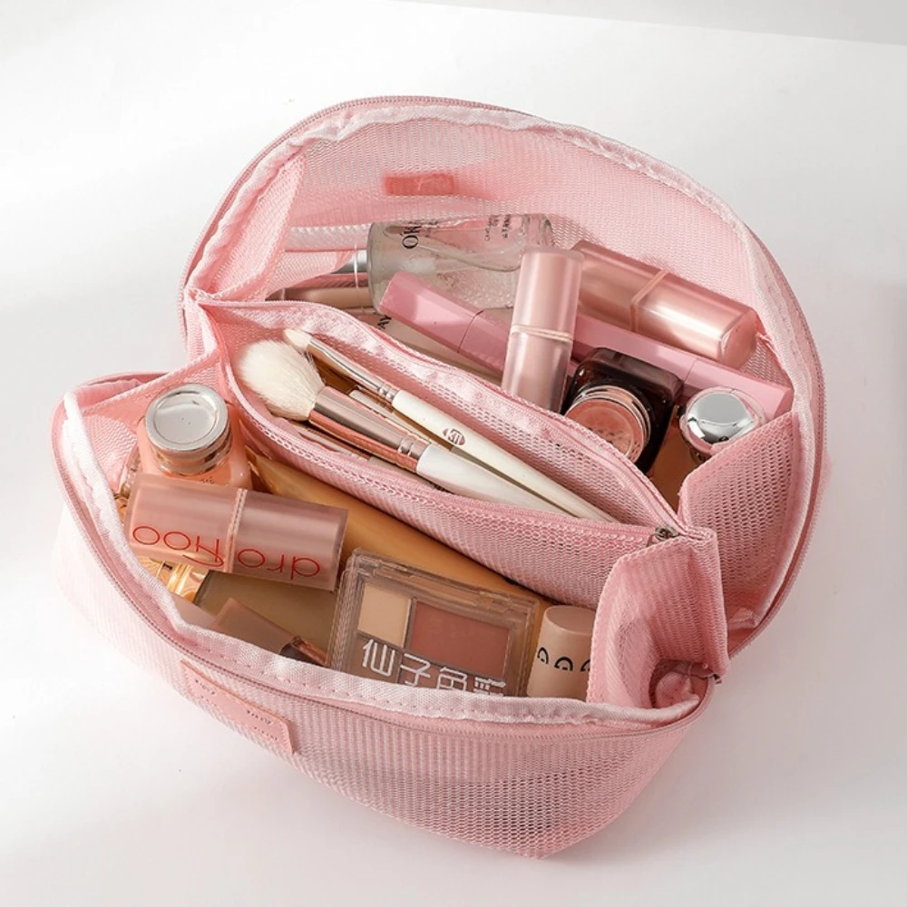 Tulle Transparent Makeup Bag Large Capacity Organized Multi-Layer Bag Multifunctional Portable Makeup Brush CaseTravel Bag