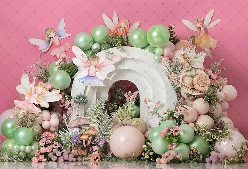 Mehofond التصوير خلفية القوس بالون الزهور صبي فتاة 1st حفلة عيد ميلاد كعكة سحق صورة ديكور خلفية استوديو الصور