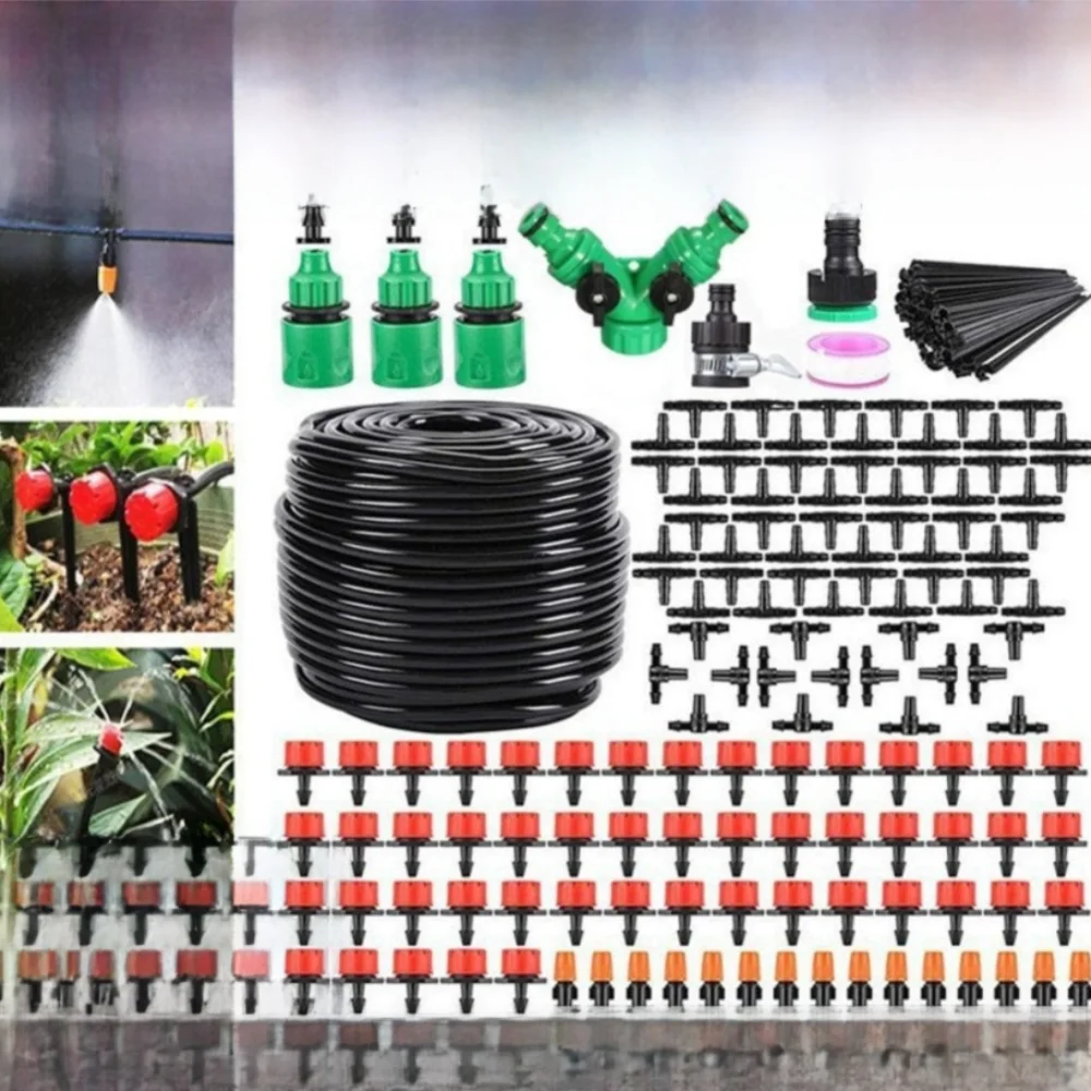 

164FT/50M Automatic Garden Irrigation Suit Drippers Blank Distribution Tubing Garden Watering System with 1/4inch Hose