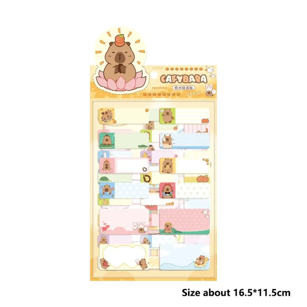 6pcs Cartoon Capybara Name Stickers Waterproof Handwritten Marking Sticky Notes DIY Self-adhesive Stationery Stickers