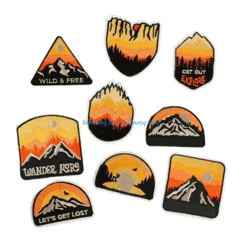 

573B 9lots Sunset Pattern Appliques Jeans Decoration Unique Clothing Fusible Patches