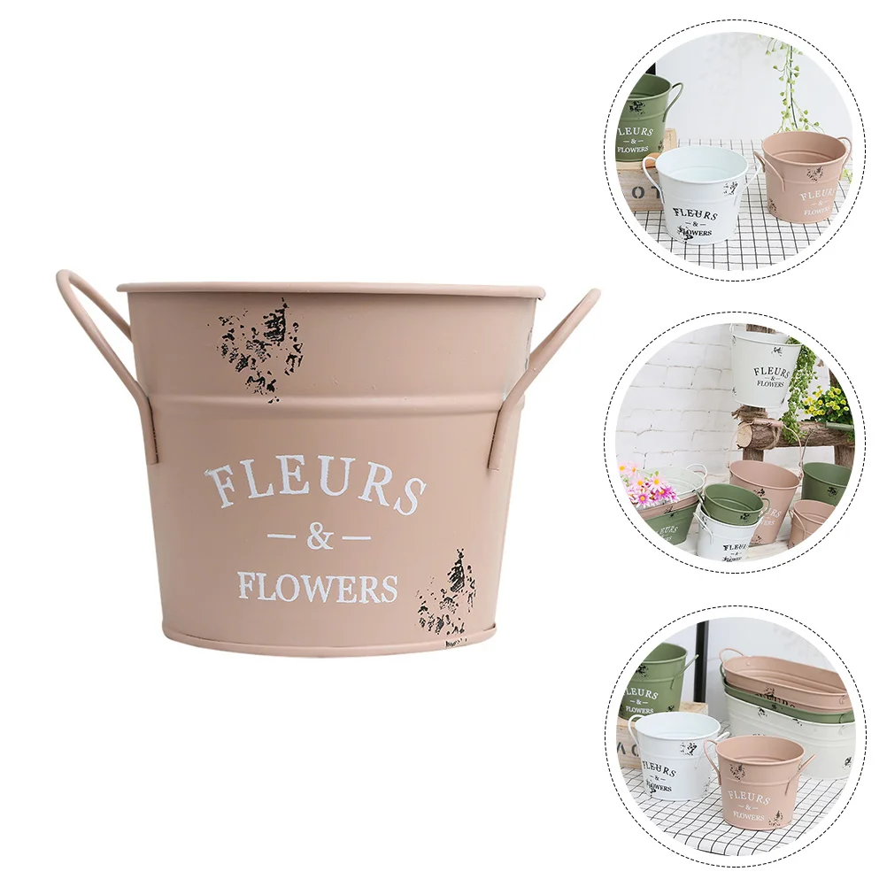 Flowerpot Gardening Planter Bucket Retro Decor Wrought Vintage