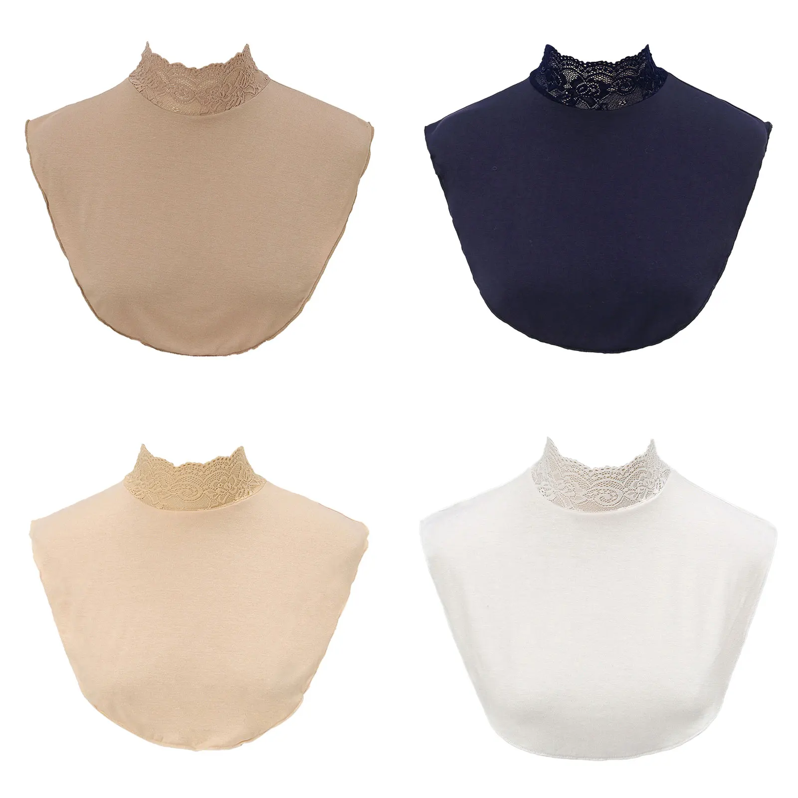 Women Half Top False Collar Faux Turtleneck Dickey Solid Color Collar Modal Mock Blouse Neck Cover Underlay Shirt