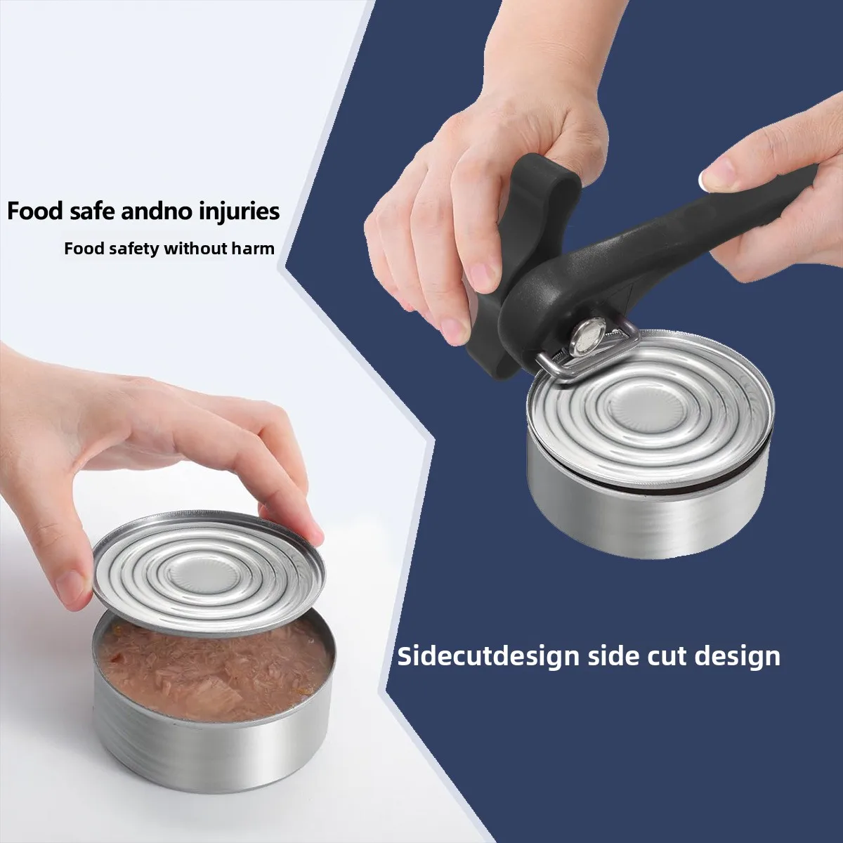 Manual Safety Can Opener Stainless Steel Can Knife Household Single Handle Side Multi-function Can Opener