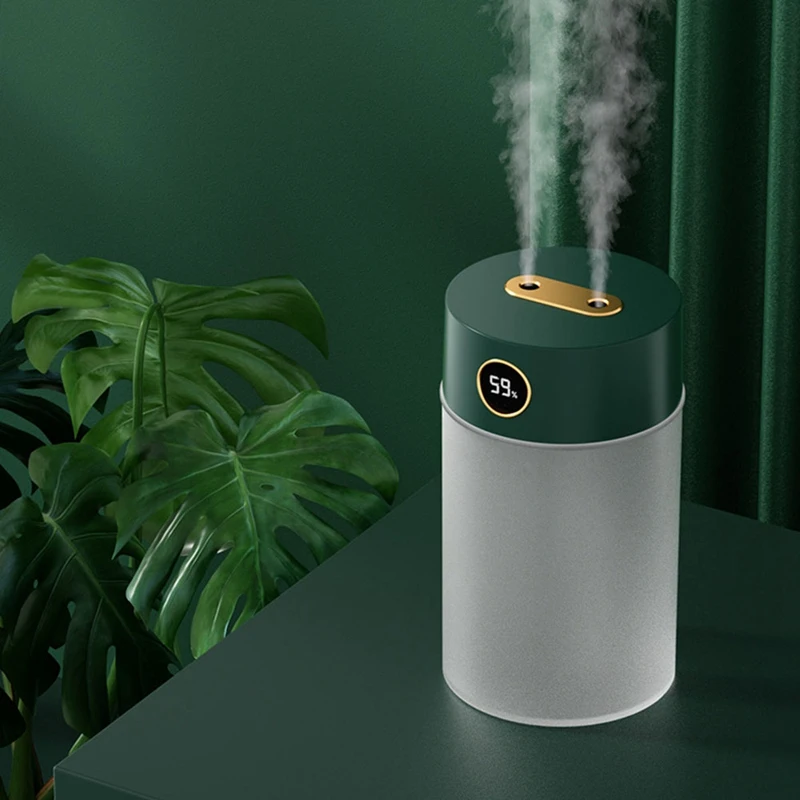Umidificatore d'aria a doppio ugello da 1,2 litri con Display LCD umidificatore per aromaterapia con diffusore di aromi di olio essenziale ad ultrasuoni USB