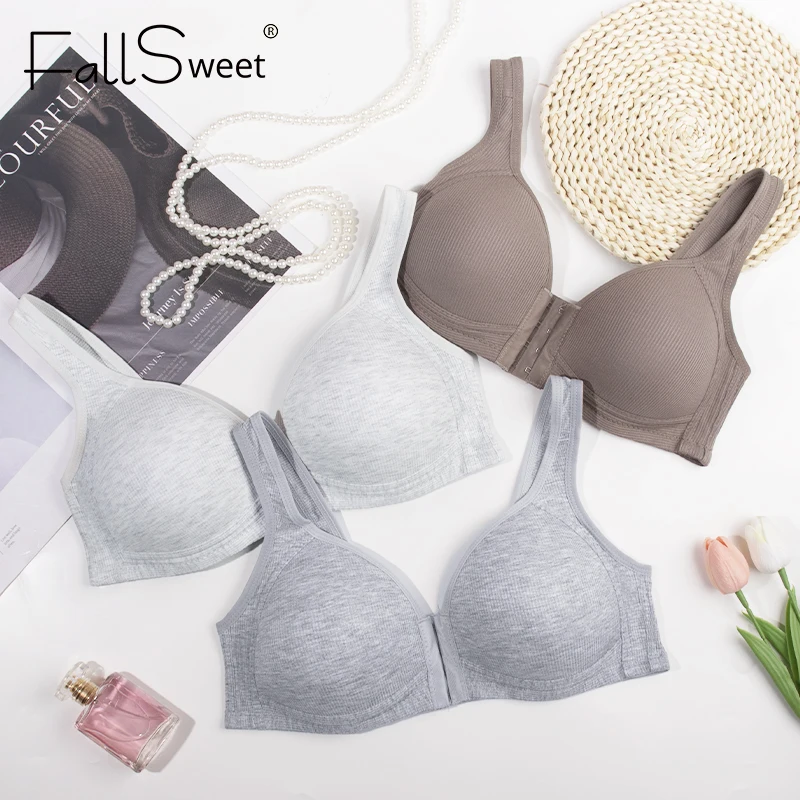 FallSweet المرأة خالية من الأسلاك إغلاق الجبهة الصدرية حجم كبير رفع Bralette مريحة ملابس داخلية جيدة التهوية مثير الإناث ينغيرييس