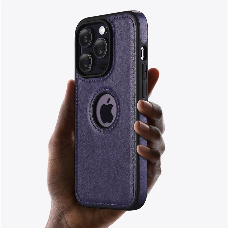 Business Leather Soft Phone Case for iPhone 15 14 13 12 11 Pro Max XS Max XR Ultra Thin Phone Cover For iphone 14 Plus View LOGO