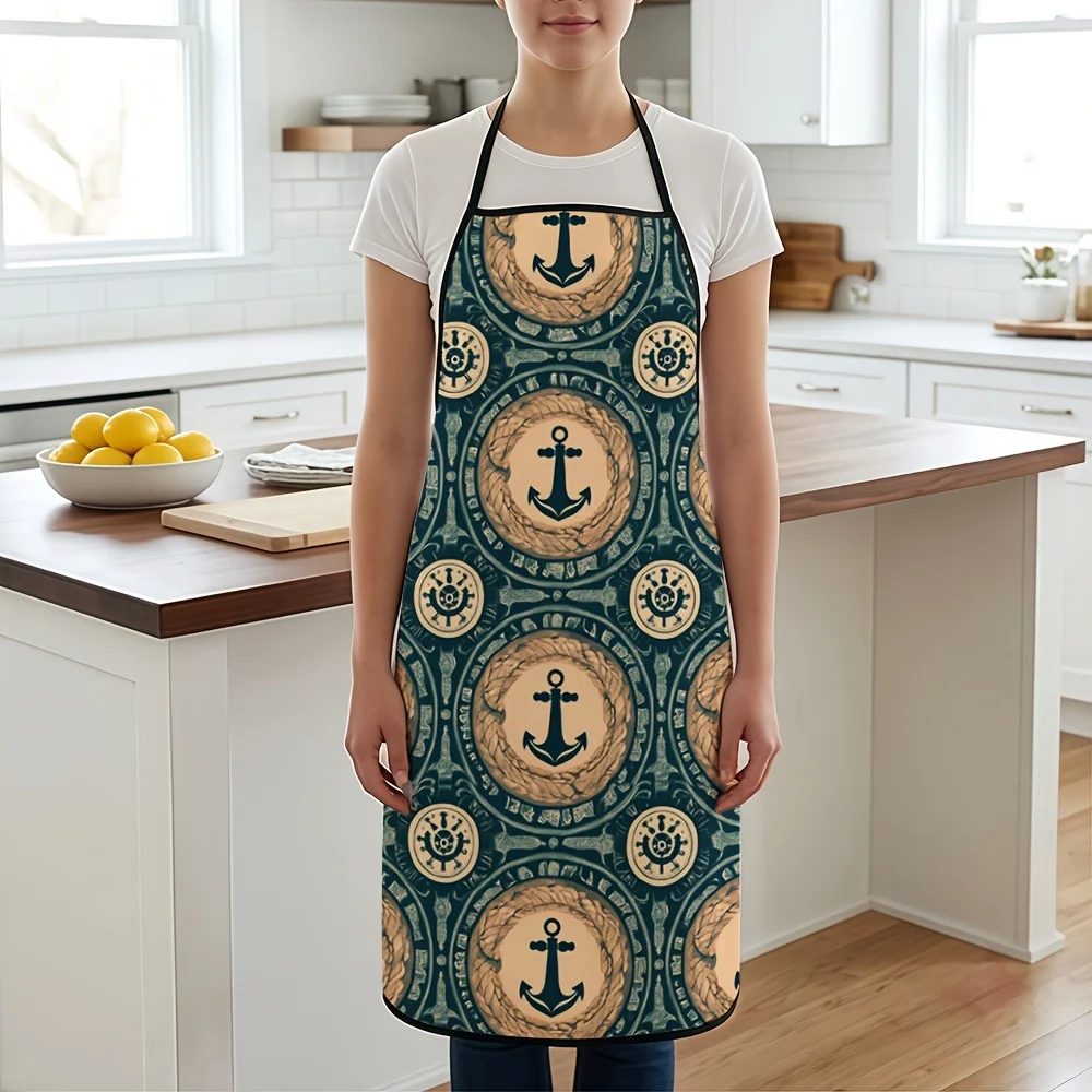 Nautical Anchor Pattern Apron for Kitchen Cooking Baking Apron Apron Smock for Chef Home Decor