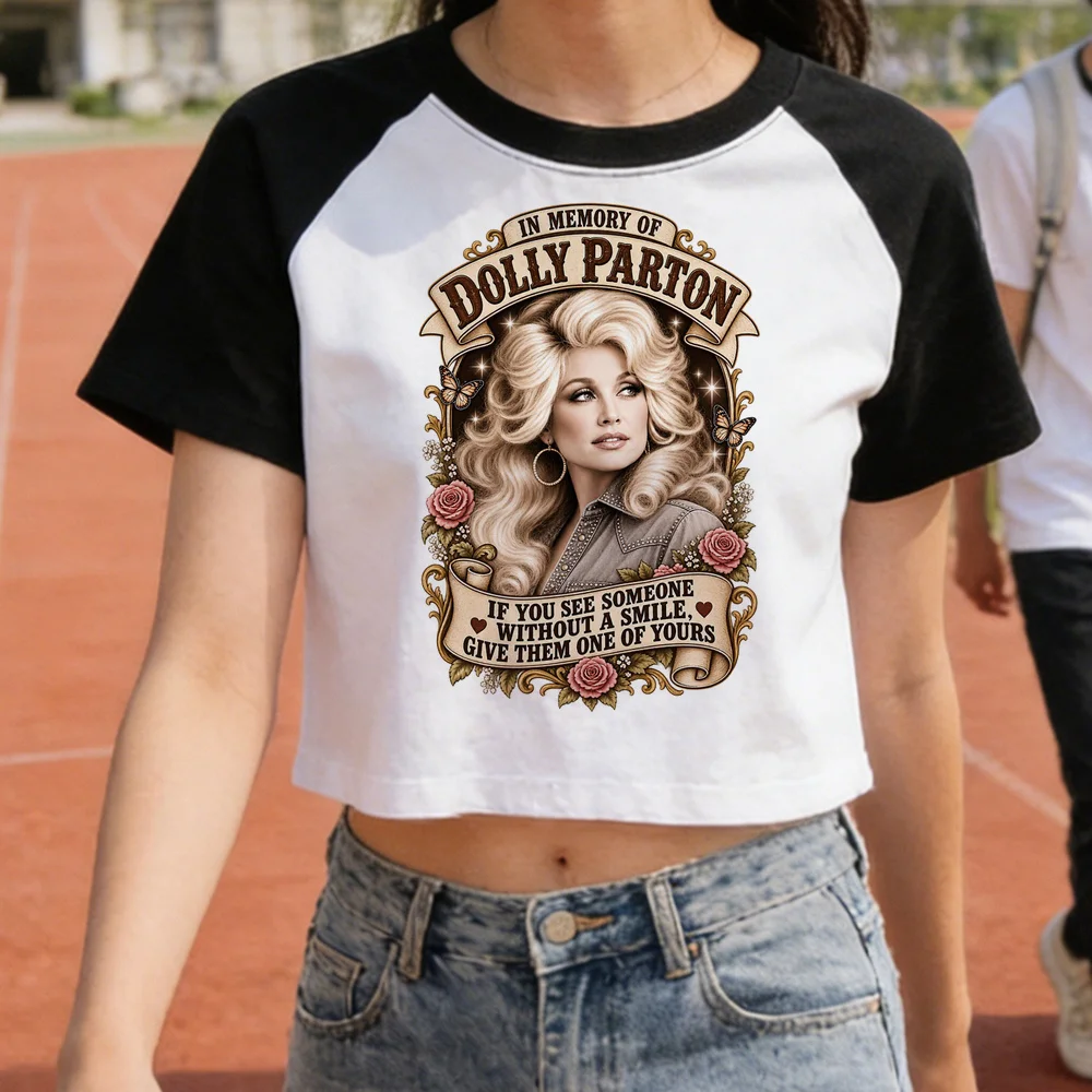 Dolly Parton cropped top women korean fashion cute japanese harajuku top tees cute baddie clearance sales summer anime