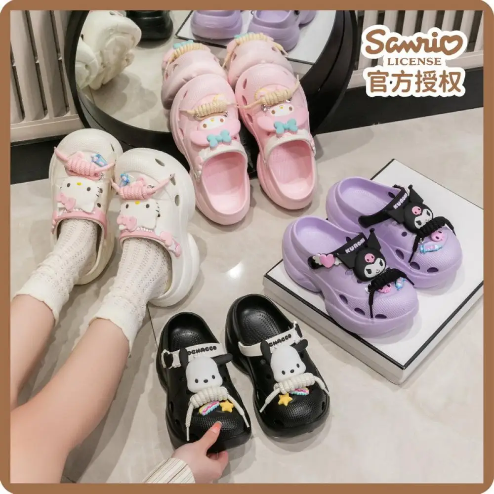 

Cute Hello Kitty Woman Sandals Women Eva Slippers Sanrio Anime Kuromi Summer Girls Female Summer Beach Outside Anti-Slip Sandals