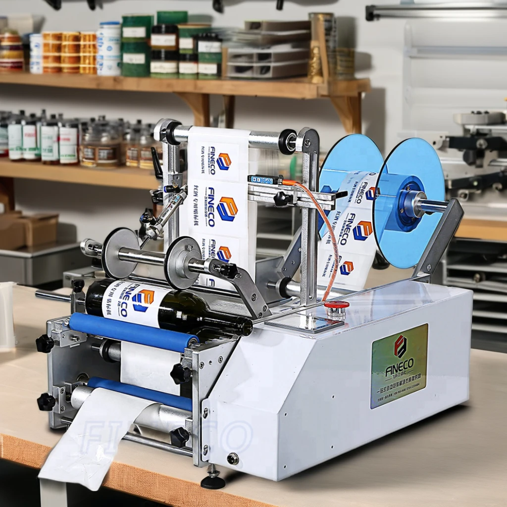 Semi-Automatic Labeling Machine Beverage Food Cosmetics Wine Bottle Sticker Label Small Manual Labeling Machine
