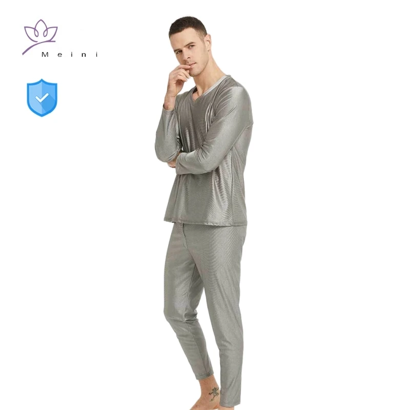 

Real electromagnetic radiation protective 100% silver fiber knitted fabric long underwear EMC laboratory EMR shielding underwear