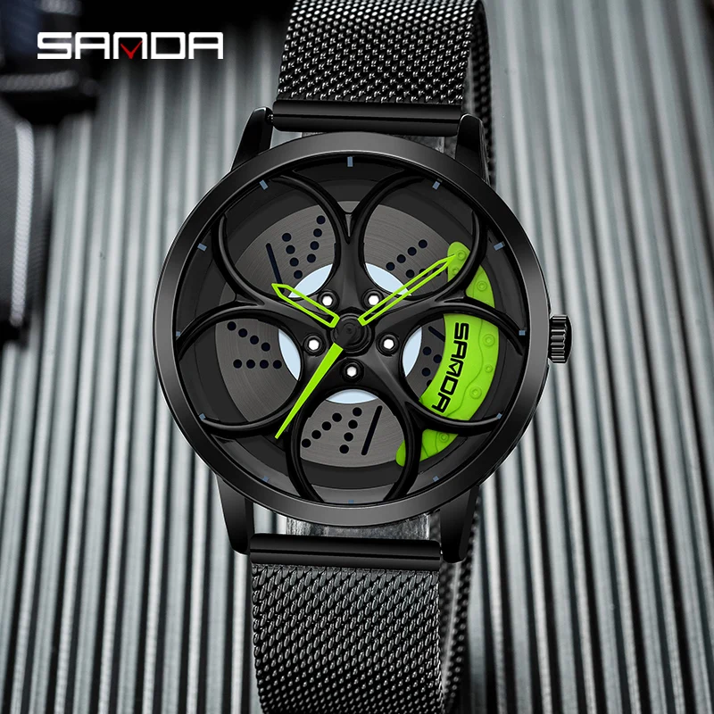 Fashion Sanda Top Brand New Arrival Nibosi Car Spinning Rim Hub Custom Design Quartz Waterproof Wheel Watch Volk Racing Rays