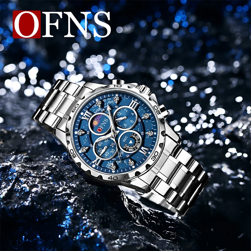 OFNS New Style Hot Selling High Quality Quartz Watch Fashion Trend Business Luminous 30 M Waterproof Multifunctional Men\'s Watch