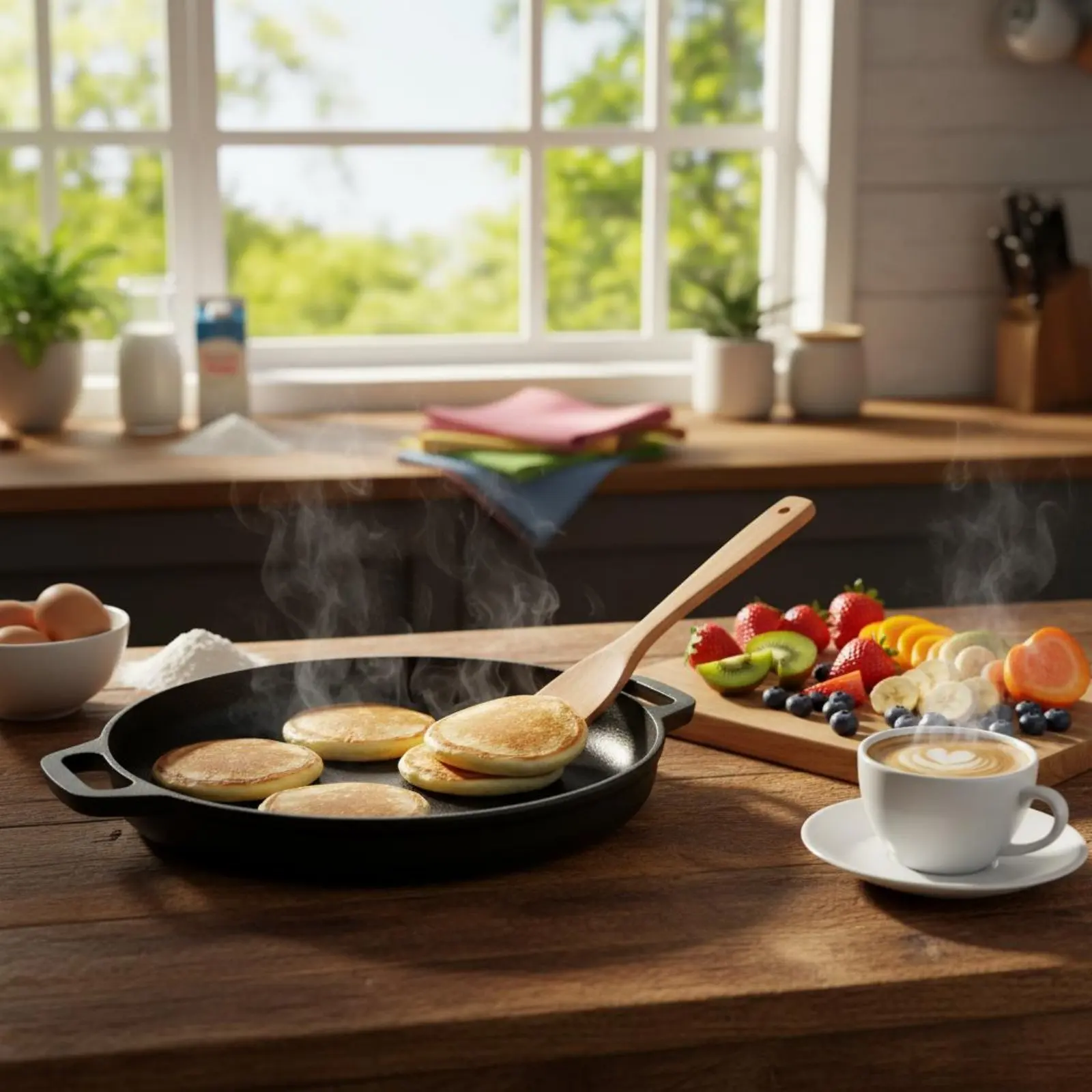 Cast Iron Griddle Uncoated Cast Iron Griddle Pan Pancake Crepe Pan Sturdy Duty Double Handle Skillet Even Heat Distribution