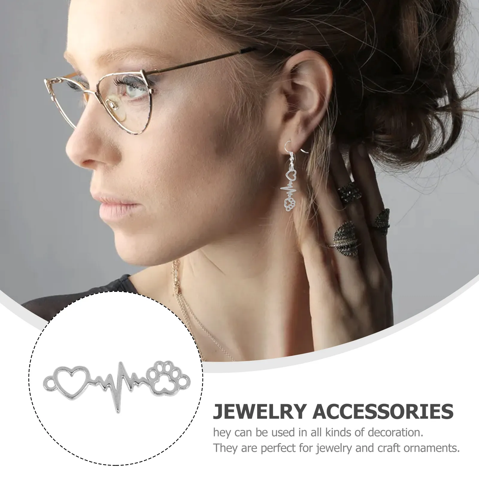 

100Pcs Stylish Heart Shape Pendants Hollow Design DIY Jewelry Making Materials for Necklace Bracelet Earring Key Ring