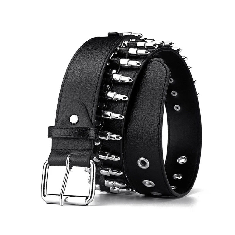 Steam Punk Bullets Belt Y2K Goth Women Men Fashion Ladies Rivet Studded Imitation Leather Belt Ladies Jeans Retro Accessories