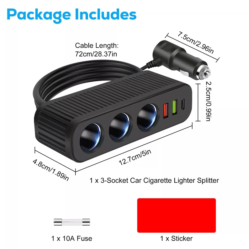 NewCar Charger For Phones 120W Plug And Play Charger Splitter Overcharge Protection Charger Adapter PD QC3.0 Car Charger