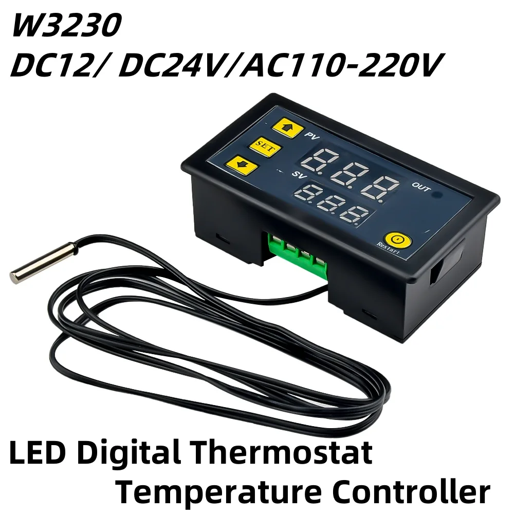 W3230 12-24v 110-220v de alta precisão led controlador de temperatura digital termostato termômetro sensor de interruptor de controle de temperatura