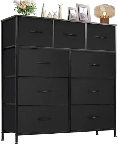 

Dresser with 9 Drawers, Unit Organizer Chest for Clothes, Tall Dressers & Chests of Drawers for Bedroom, Hallway, Living Ro