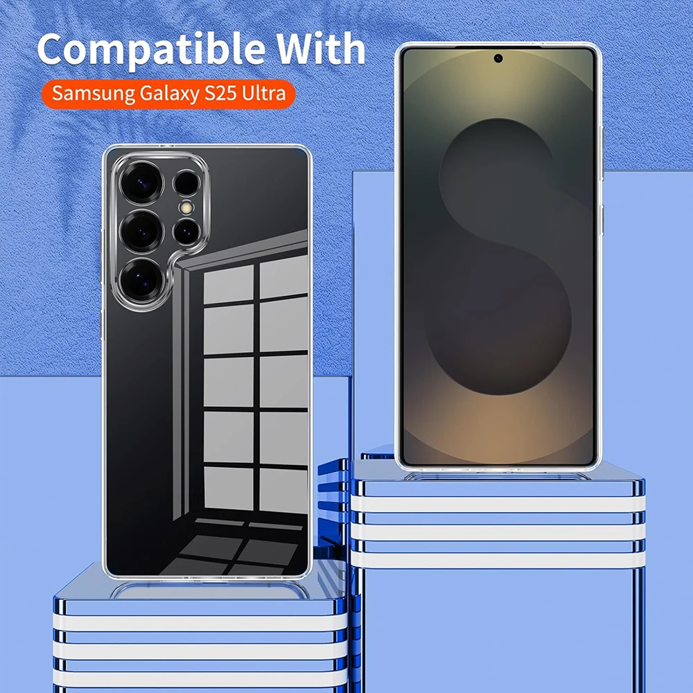 Full Camera Protection Silicone Soft Case For Samsung Galaxy S25 S24 S23 Ultra FE Plus Clear Ultra Thin Back Cover Shell S 25 24