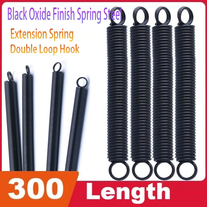 Extension Spring Spring Steel Double Loop Ends 300mm Length Black Oxide High Tensile for Gate Farm Machinery Repair
