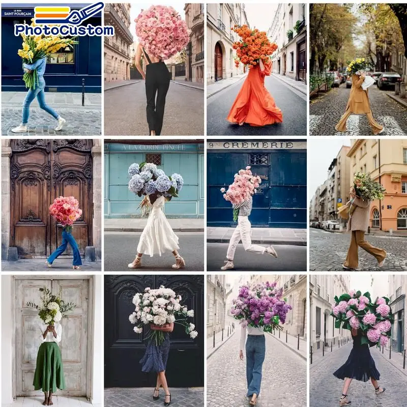 

PhotoCustom Paint By Number Flower Girl HandPainted Painting Art Gift DIY Picture By Number Drawing On Canvas Kits Home Decorati
