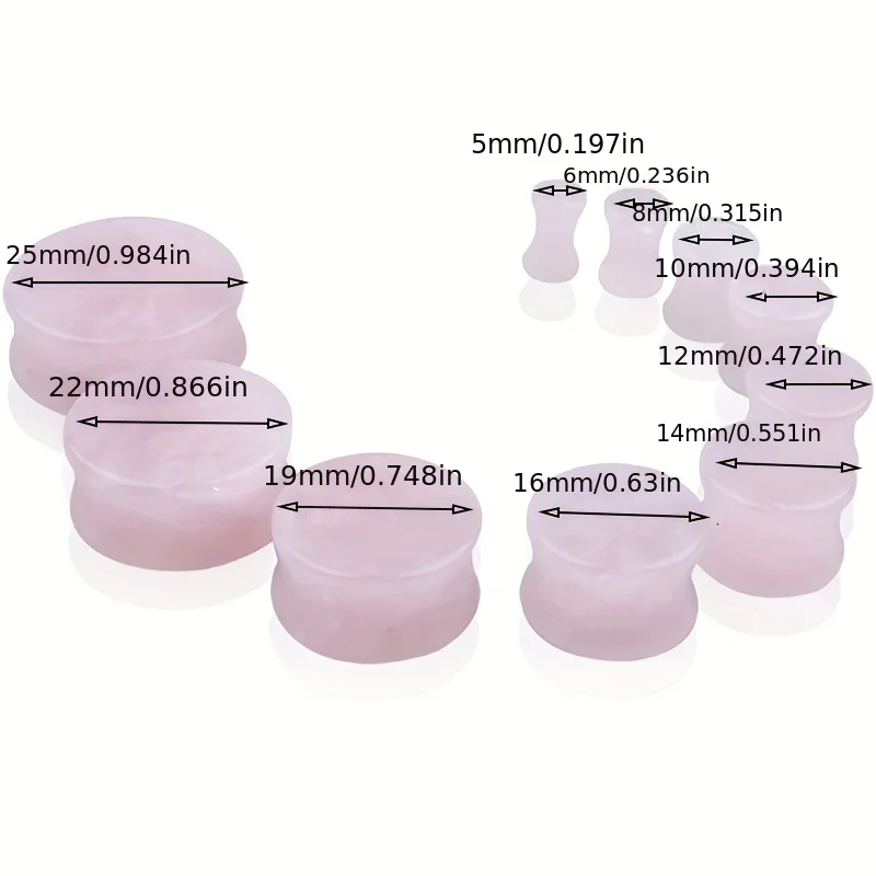 1 Pair 6-16mm Simple Pink Crystal Stone Ear Expander Tunnels Stretcher Plugs For Men Women Ear Gauges Piercing Jewelry Unisex