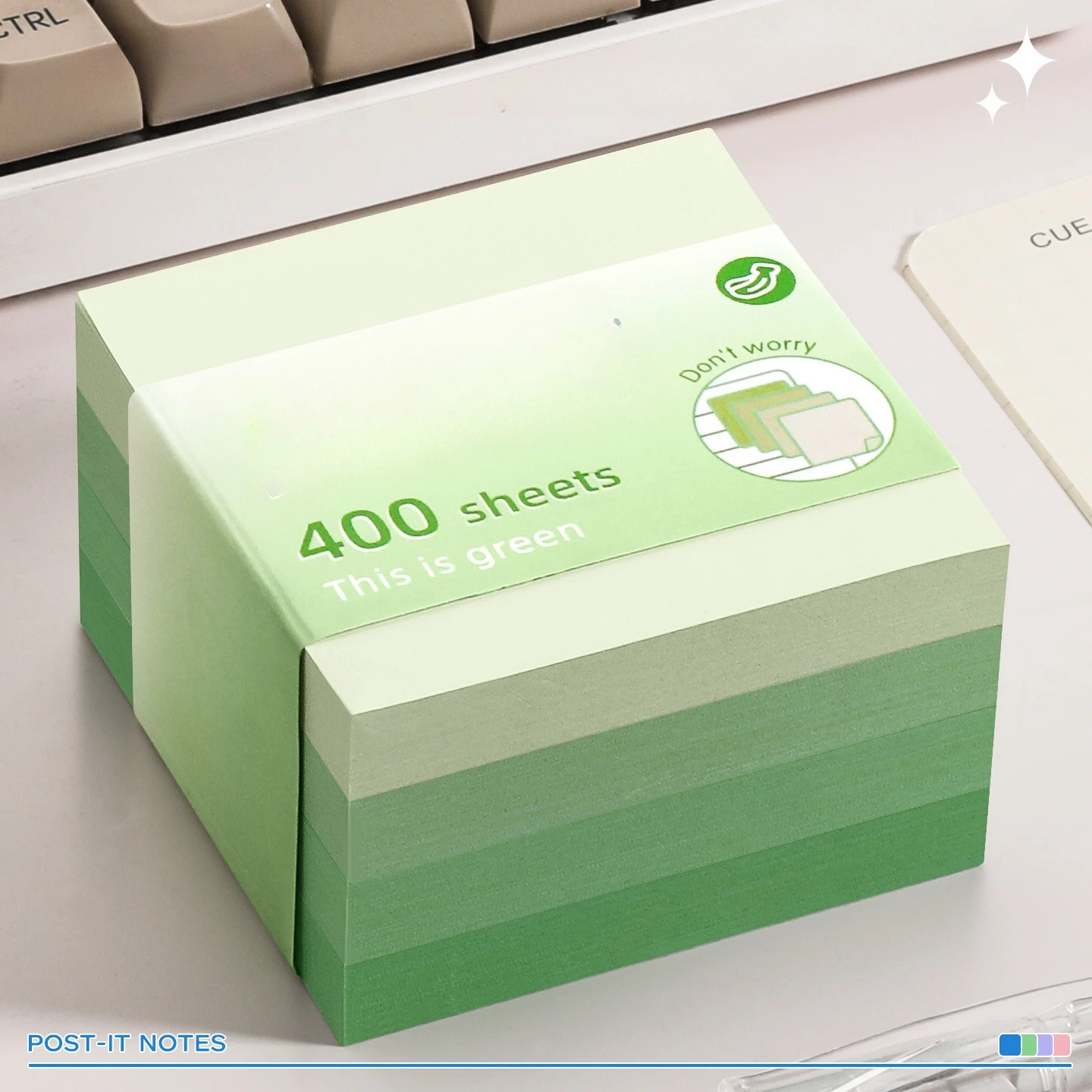 400Sheets Scale Pack Reusable Sticky Notes - Gradient Color Square Brick Tear-Off Paper with Repositionable Adhesive  for Office
