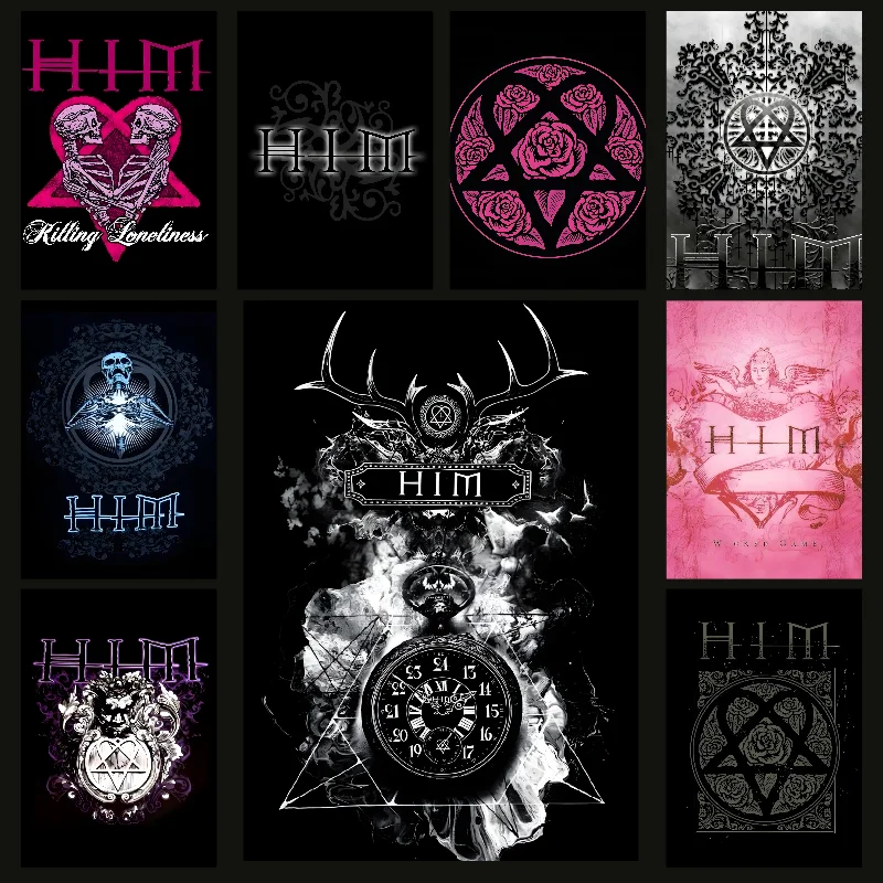 Affiche de groupe de Rock H-HIM, autocollant en papier imperméable, décoration murale pour café, Bar, salle