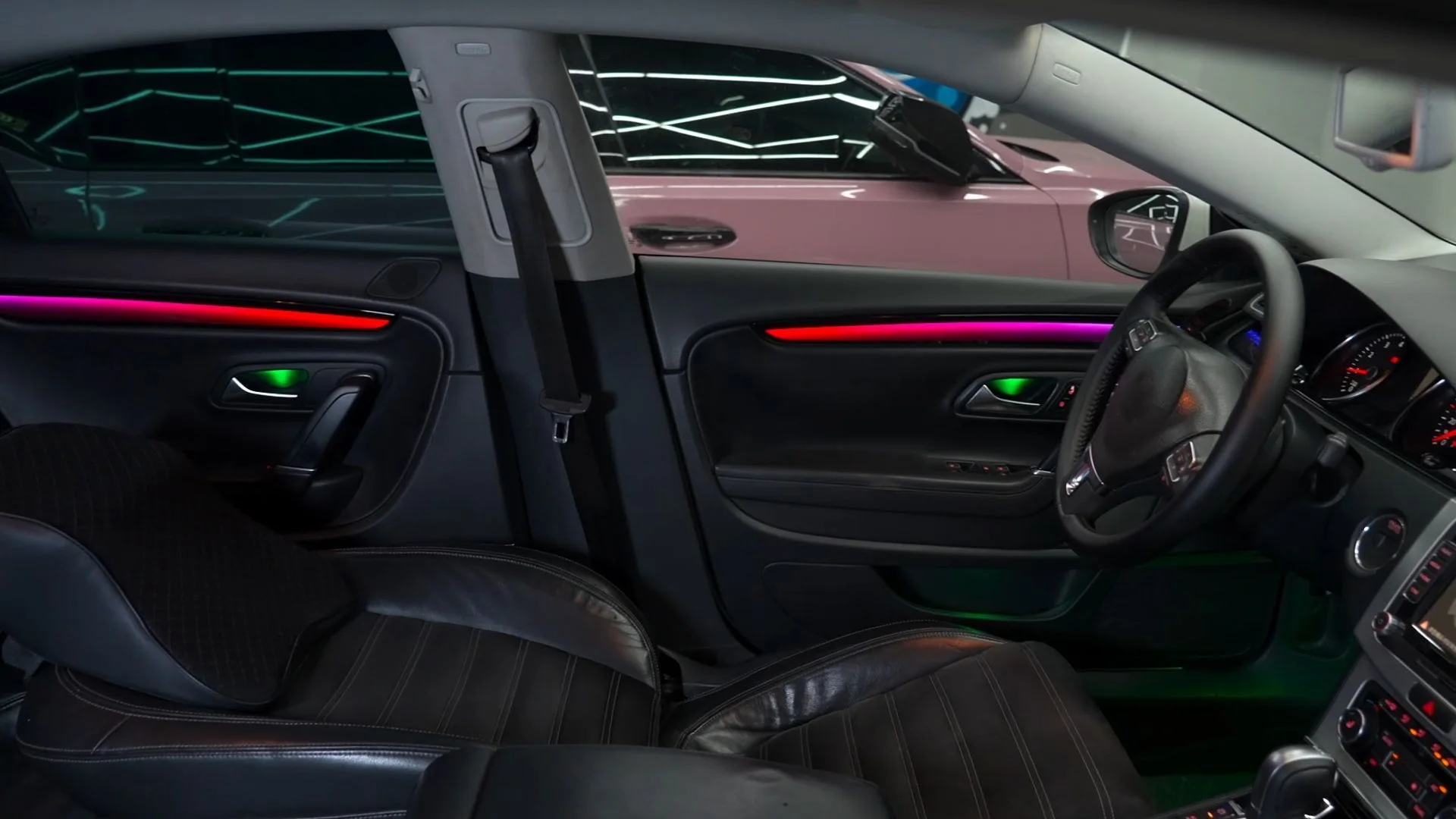 NewSJC Car Dynamic Galaxy LED Light Kit 64 Color Ambient Lighting for Volkswagen CC 2013-2018 Colorful APP Auto Interior Lightin