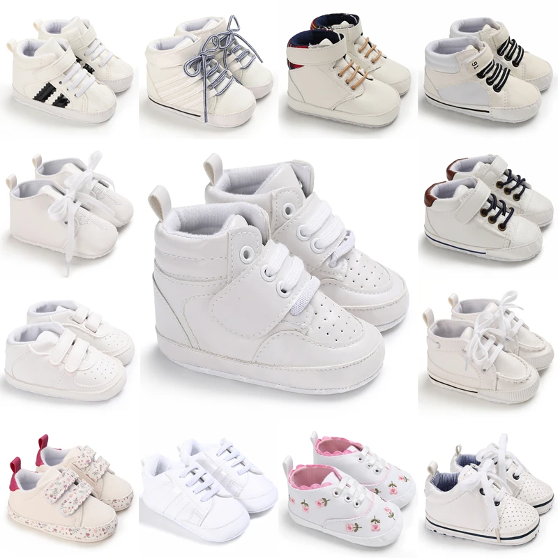 White Baby Fashion Shoes Children Sports For Boys Girls Soft Flats Toddler First Walkers Kids Casual Sneakers Infant Crib Shoes