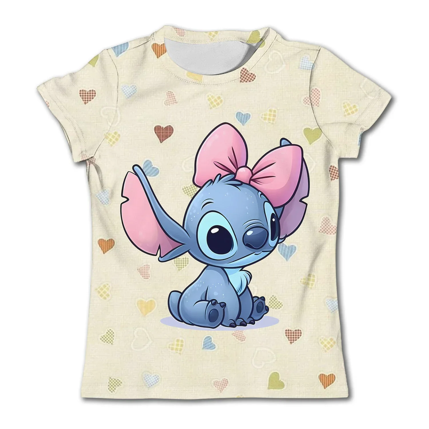 

Cute Cartoon Children's Daily T-shirt Kids' Top Sporty Tees Disney Stitch T Shirts For Girls Summer Casual Graphic Short Sleeve
