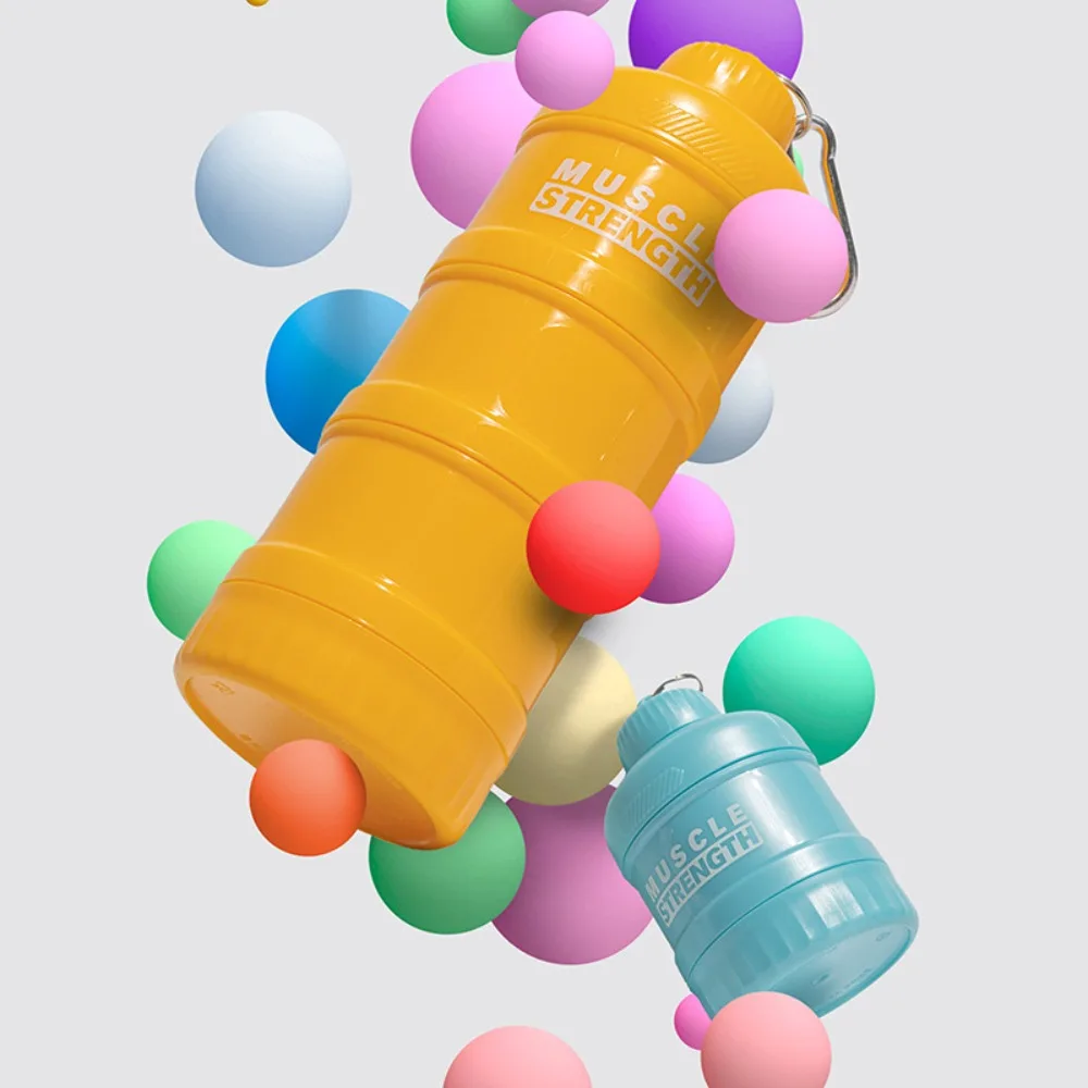 1/2/3-layer Plastic Protein Powder Box Layered Storage with Mountaineering Buckle Medicine Box Durable Portable Snack Can
