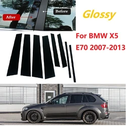 8pcs Set Gloss Black Door Window Pillar Post Cover Decal Trim Sticker Fit for BMW X5 E70 2007-2013