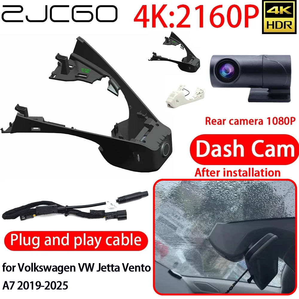 ZJCGO 4K DVR Dash Cam Wifi Lens Car Camera 24h Monitor Recording for Volkswagen VW Jetta Vento A7 2019-2025 Video Recorder