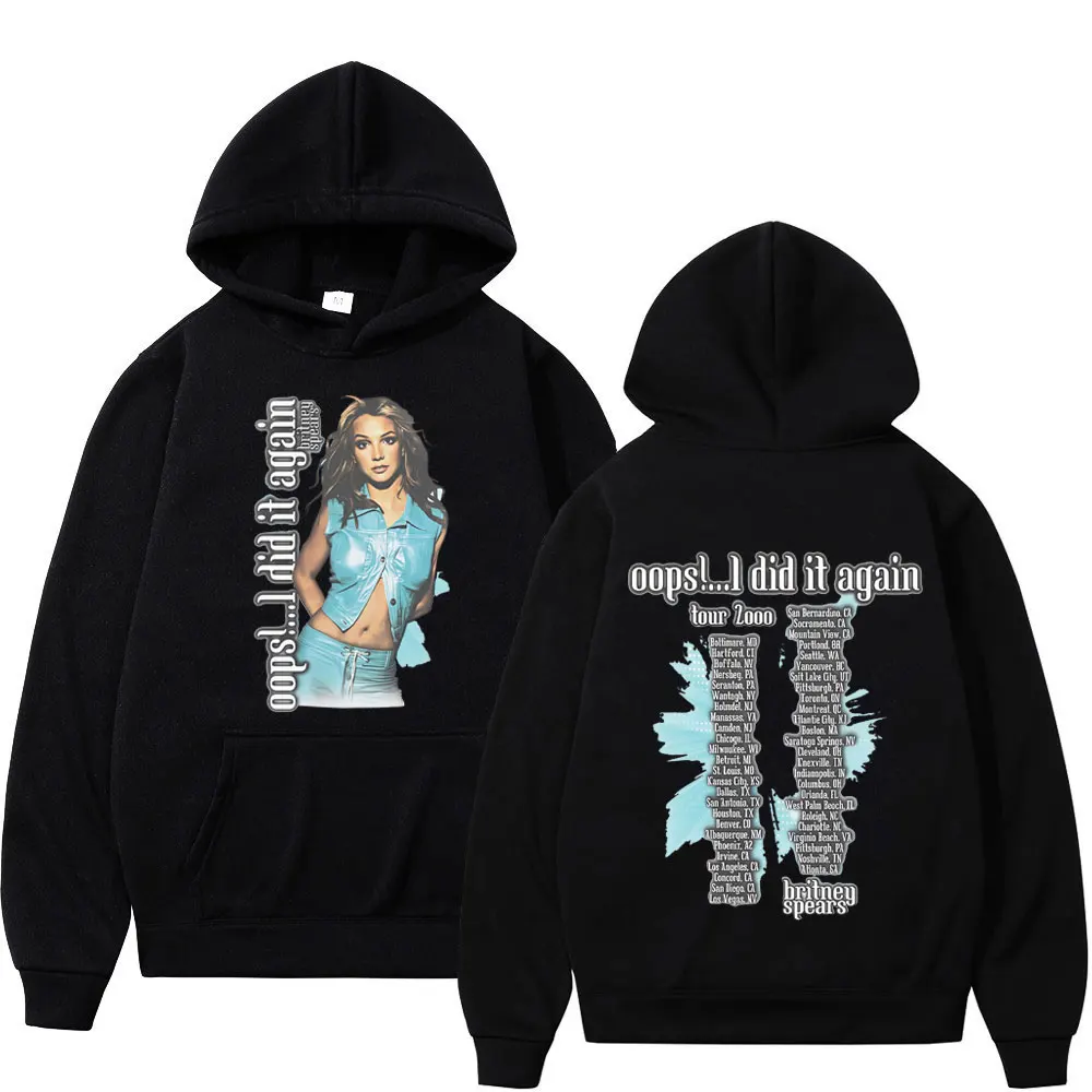 Певица Бритни Спирс Верс! Толстовка с капюшоном I Did It Again Tour 2000 2025 для мужчин и женщин, модный пуловер в стиле хип-хоп, повседневная эстетичная спортивная одежда