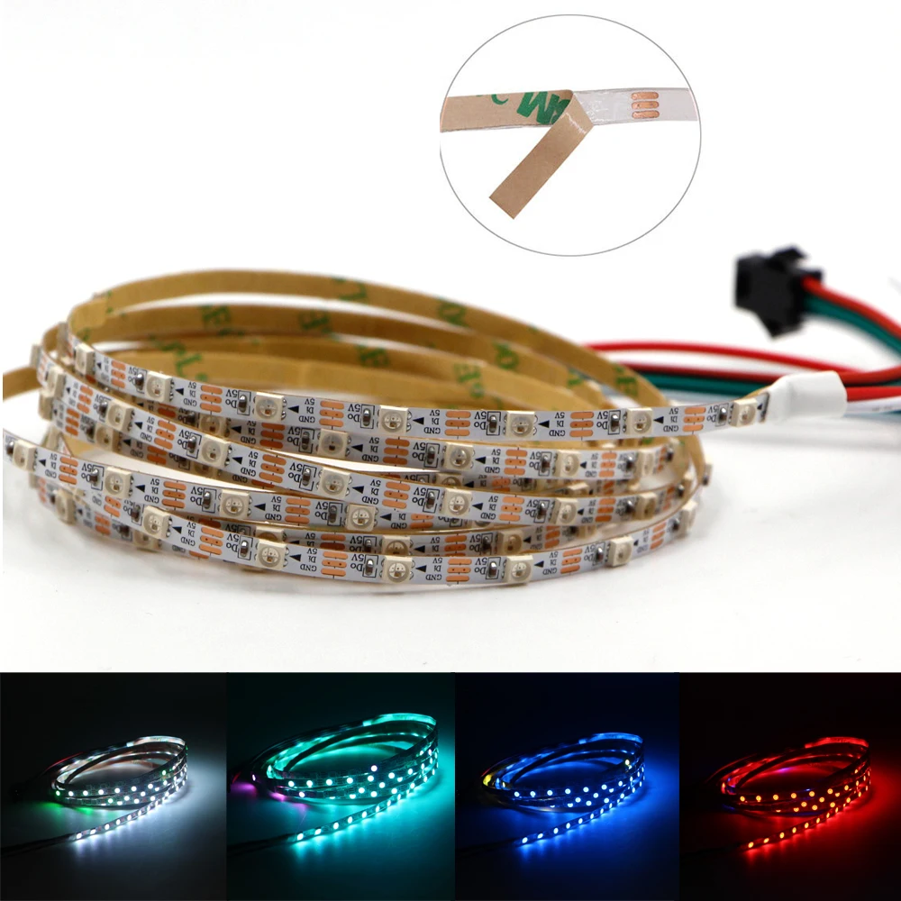 4mm Narrow Width PCB 5V SK6812 WS2812B Addressable Pixel LED Strip light  SMD 3535 60LEDs/m 90LEDs/m RGB Dream Color LED Tape