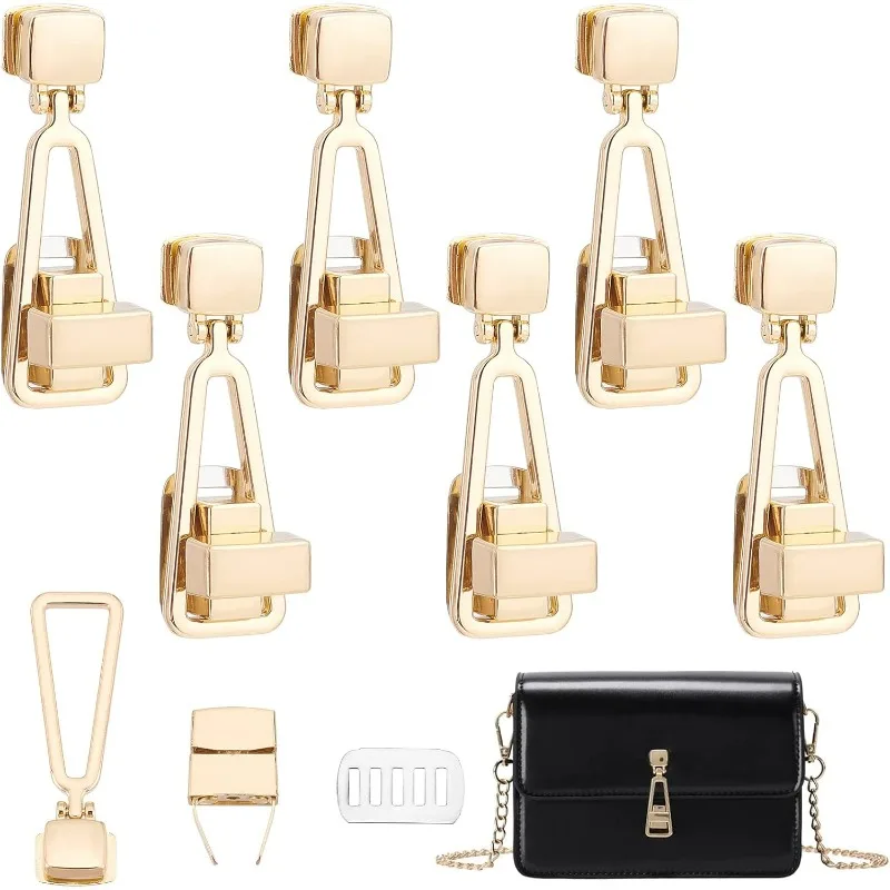 6 Sets Turn Lock Clasp Pack Golden Purses Twist Clutches Closures Triangle Metal Flip Lock Craft Alloy Bag Twist Clasp