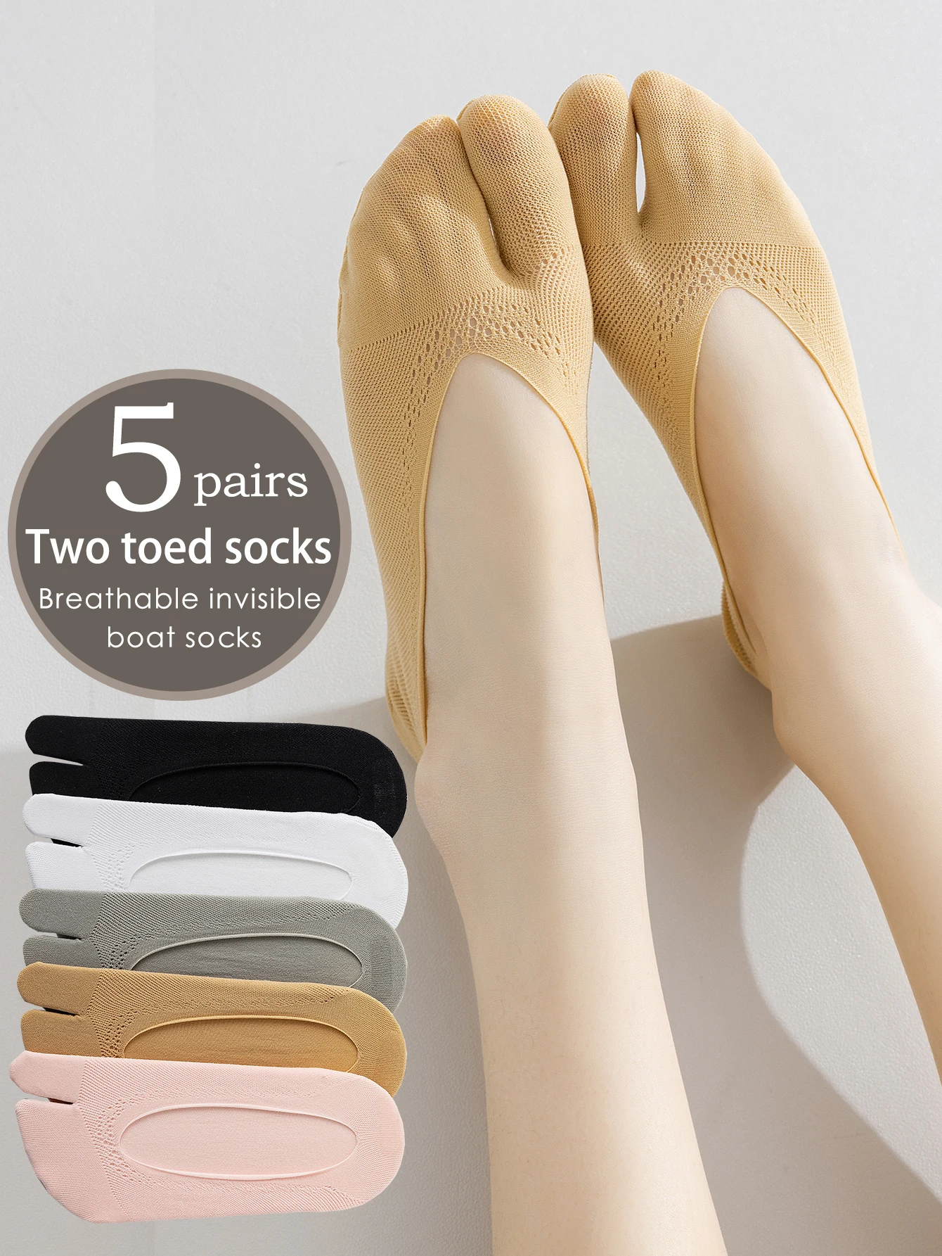 

5 пар женских летних легких невидимых носков-невидимок с тонким вырезом и раздельным носком для дома и повседневной носки, для деревянных сабо, носки с раздельными пальцами