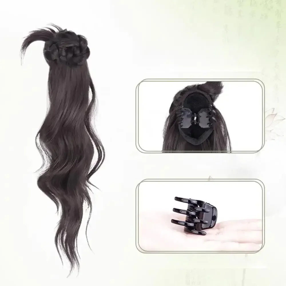 Female Ponytail Synthetic Wig 50cm Integrated Grabbing Clip Simulated Hair Low Ponytail Hairpin Extension Gentle Versatile