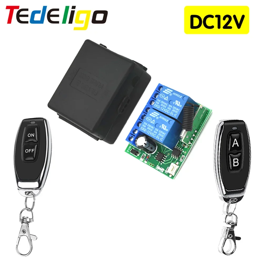 DC12V Remote Control Switch 433MHz Remote Control 2CH Rf Relay Receiver Module for Garage Door Remote Controller