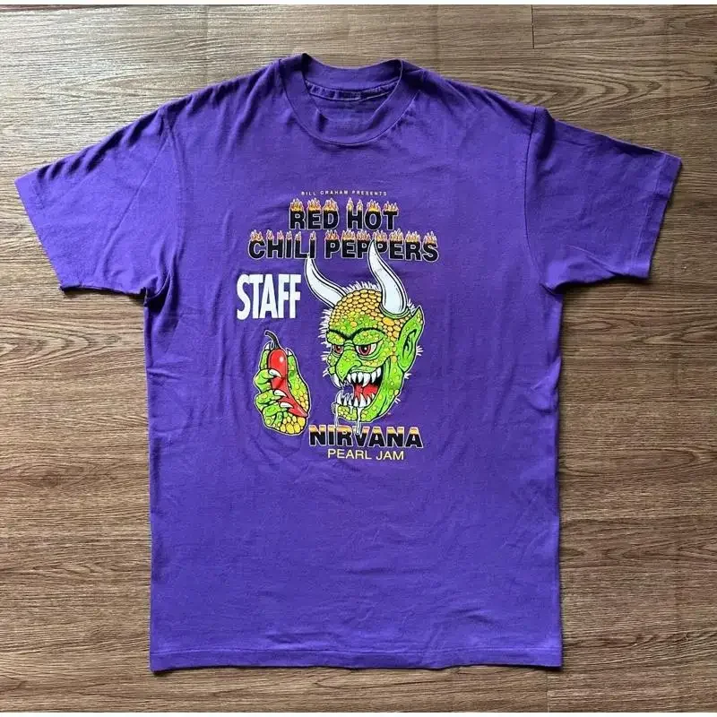 91 92 Red Hot Chilli Staff T Shirt 2 Sided 90S Vintage 102329